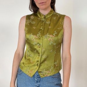 Asian inspired floral brocade shirt / 4 / 6 petite